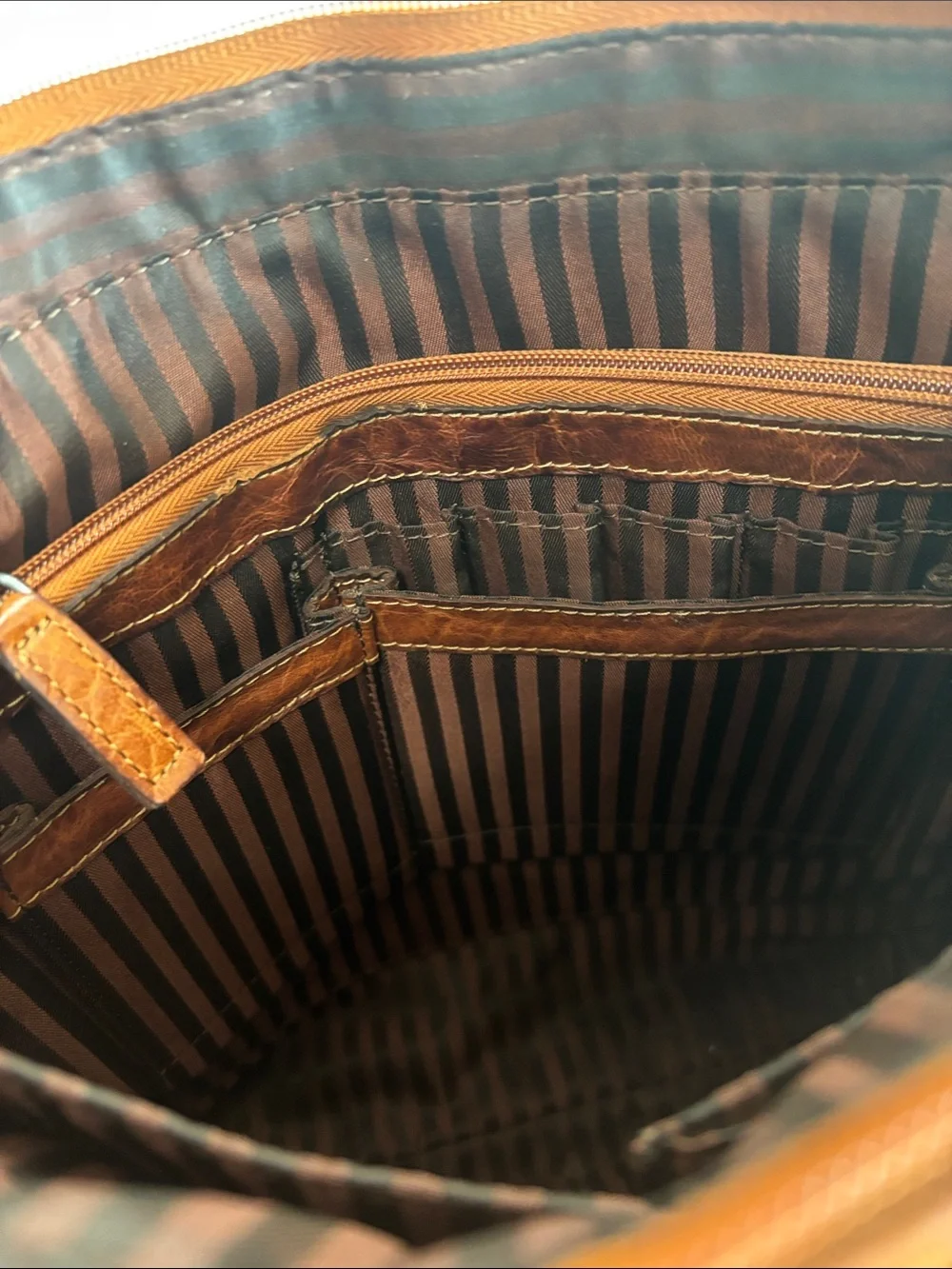 Jack Georges Voyager Honey Brown Buffalo Leather Cross Body Bag Travel Purse